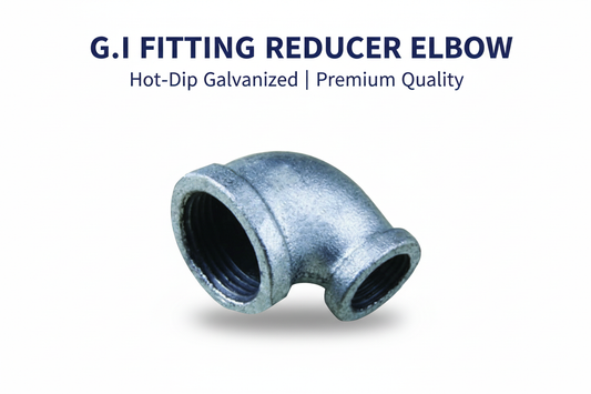 G.I Fitting Reducer Elbow product banner - hot-dip galvanized reducing elbow with BSP threading, available in Karachi Pakistan