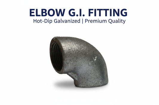 Elbow G.I. Fitting product banner - hot-dip galvanized 90° elbow with BSP threading, available in Karachi Pakistan