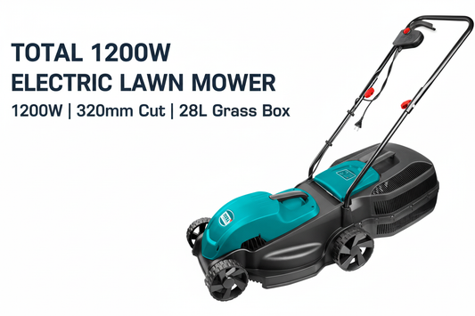 Total 1200W Lawn Mower Hero Banner - Professional Product Display