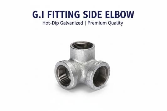 G.I Fitting Side Elbow product banner - hot-dip galvanized side outlet elbow with BSP threading, available in Karachi Pakistan