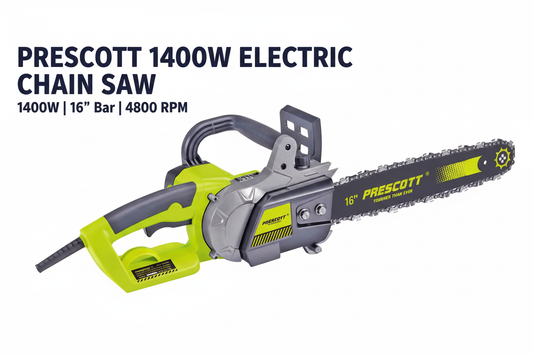 Prescott 1400W Electric Chain Saw Hero Banner - Professional Product Display