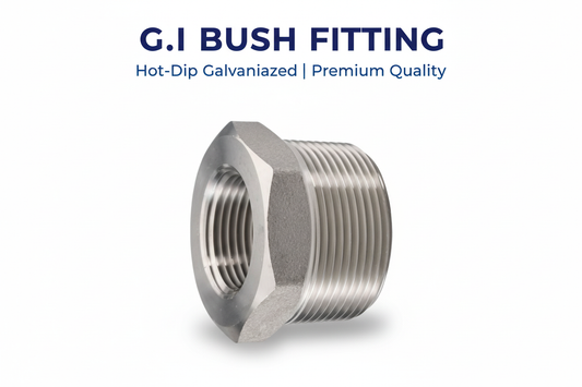 G.I Bush Fitting product banner - hot-dip galvanized reducer bush with BSP threading, available in Karachi Pakistan