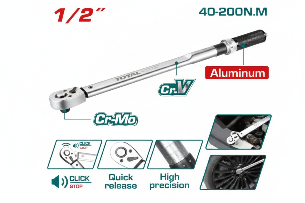 THPTW200N2 Torque Wrench 40-200 N.m 1/2 Inch Drive CRV+CrMo – Buy Online in Karachi | Offers Wala