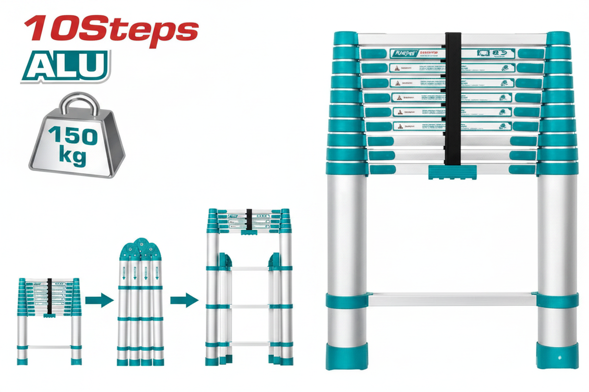 Telescopic Ladder THLAD08101 – 10-Step Aluminium Extendable Ladder for Home & Construction in Karachi