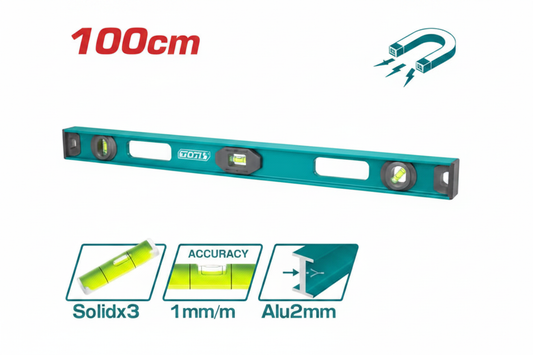Total 100cm Aluminum Magnetic Spirit Level – 3 Vials, 1mm/m Accuracy, 2mm Alu – Buy in Karachi