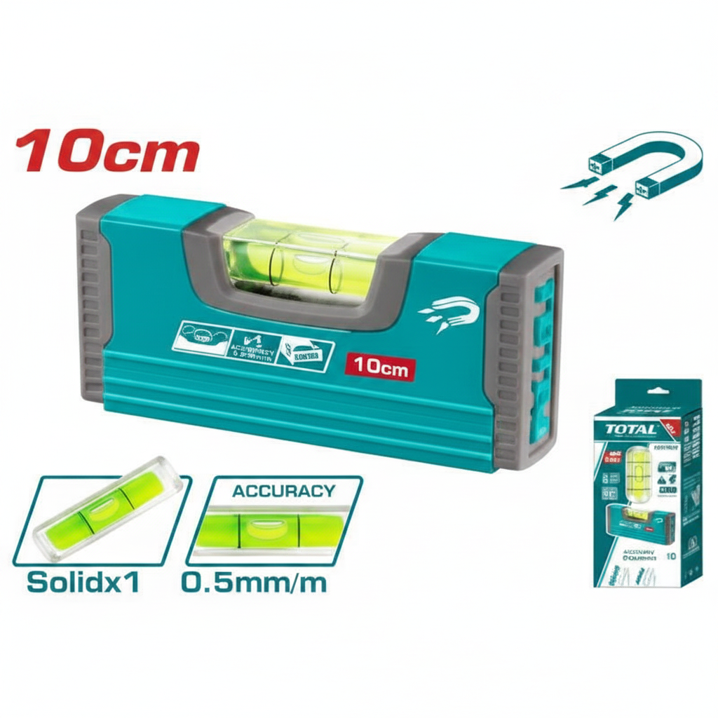 TOTAL TMT20105M 10cm Magnetic Pocket Spirit Level – 0.5mm/m Accuracy | Buy Hand Level in Karachi