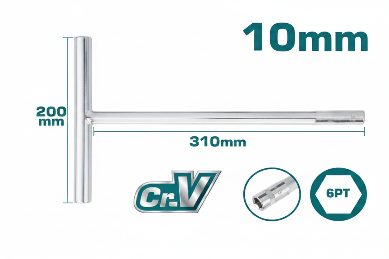 T-Handle Socket Wrench 10MM CR-V Chrome-Plated – Buy Online in Karachi | Offers Wala