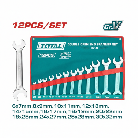 12 Pcs Double Open End Spanner Set 6-32mm Chrome Vanadium – Buy in Karachi | Offers Wala