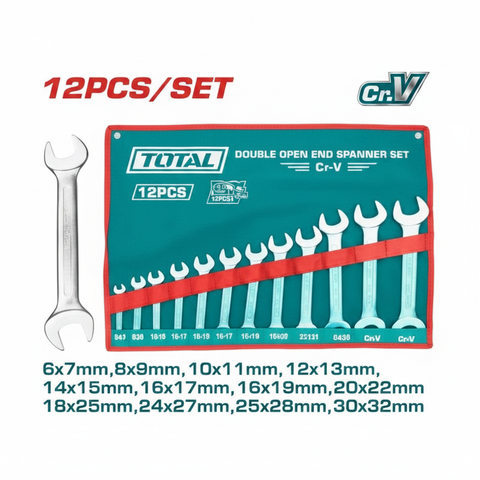 12 Pcs Double Open End Spanner Set 6-32mm Chrome Vanadium – Buy in Karachi | Offers Wala