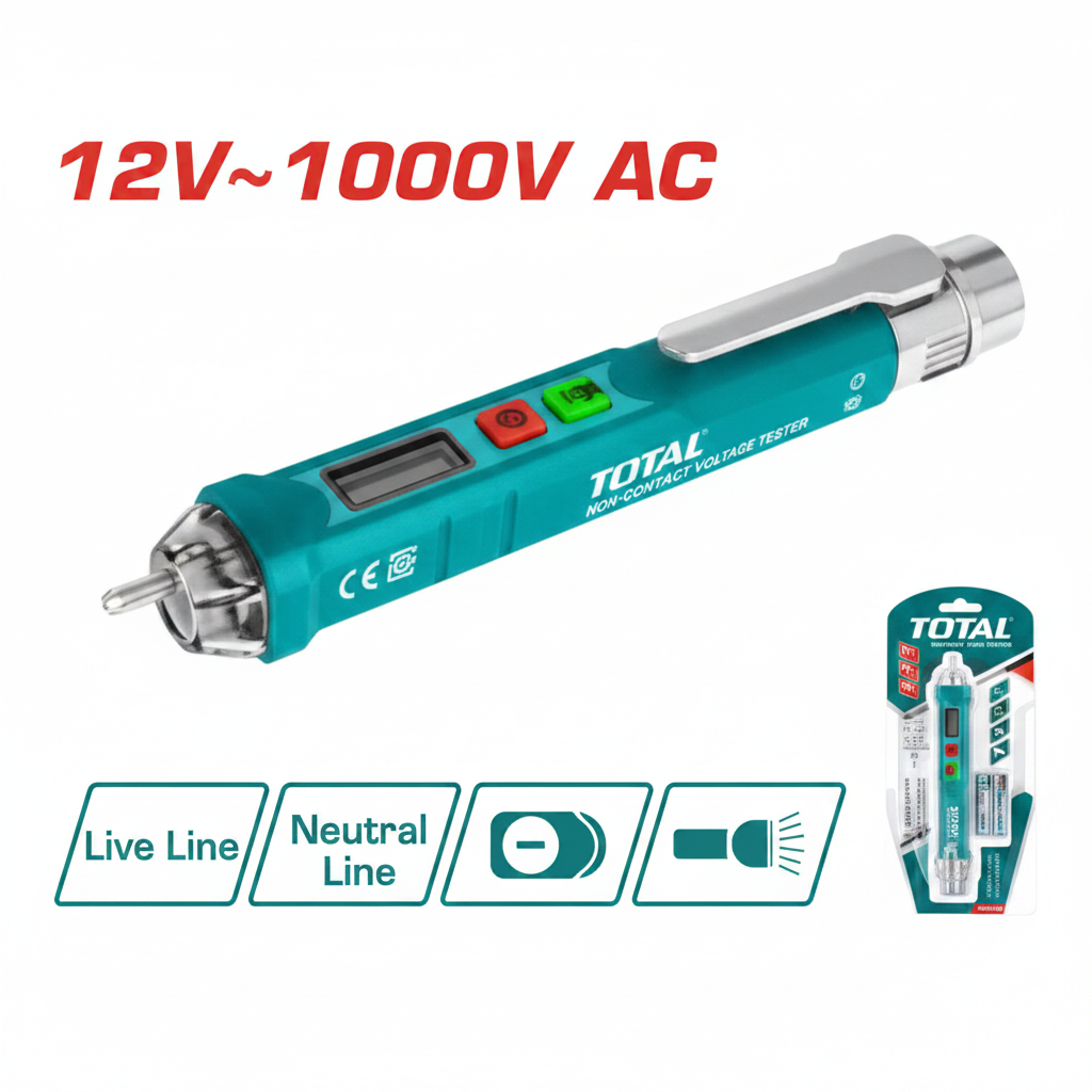 Total THT2910003 Non-Contact AC Voltage Tester 12V-1000V with Live/Neutral Line Detection – Buy in Karachi