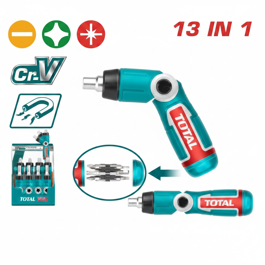 13-in-1 CR-V Ratchet Screwdriver Set TACSD30136 with 12 Bits – Buy in Karachi | Offers Wala