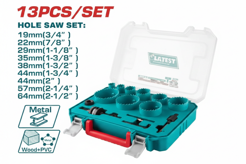 13 Pcs Bi-Metal Hole Saw Set HSS M3 TACSH0132 – Available in Karachi