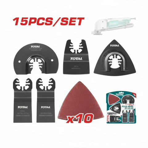 15Pcs Oscillating Multi-Tool Blade Set TAKTMT1502 – BIM Saw Blade, Sanding Pad & Flush-Cut Blades | Karachi Delivery