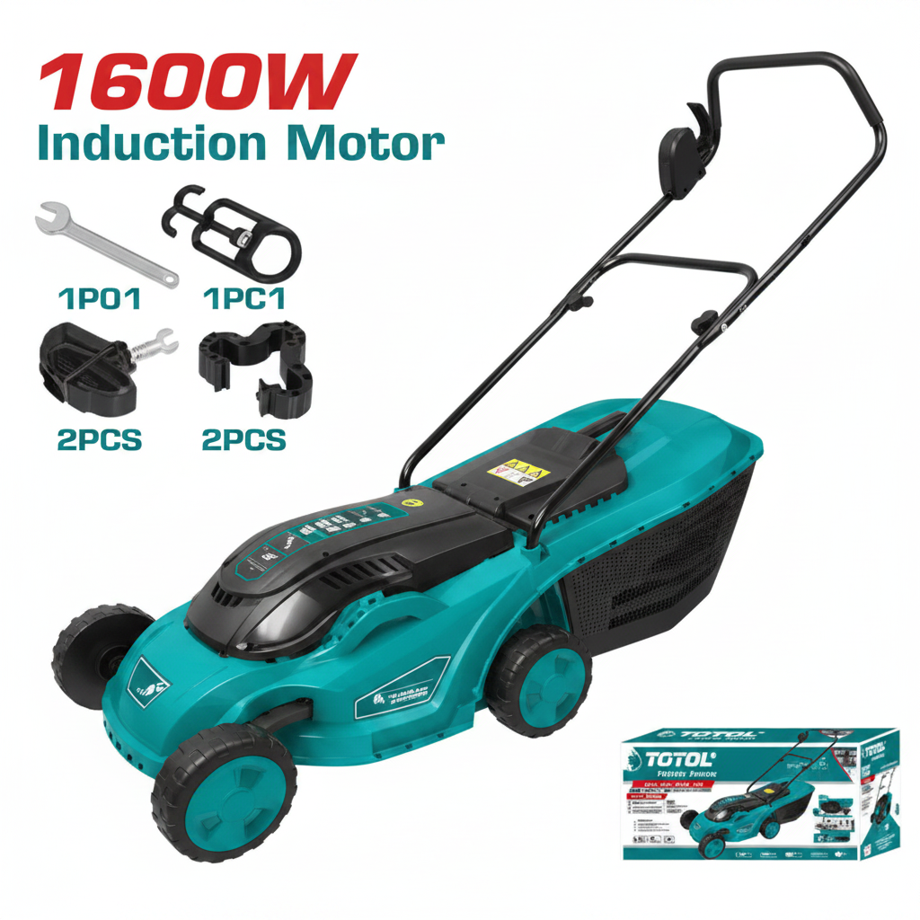 1600W Electric Induction Motor Lawn Mower in Karachi – TGT616151 | 380mm Cutting Width, 5-Height Settings, 50L Grass Box | Buy Online with Karachi-Wide Delivery