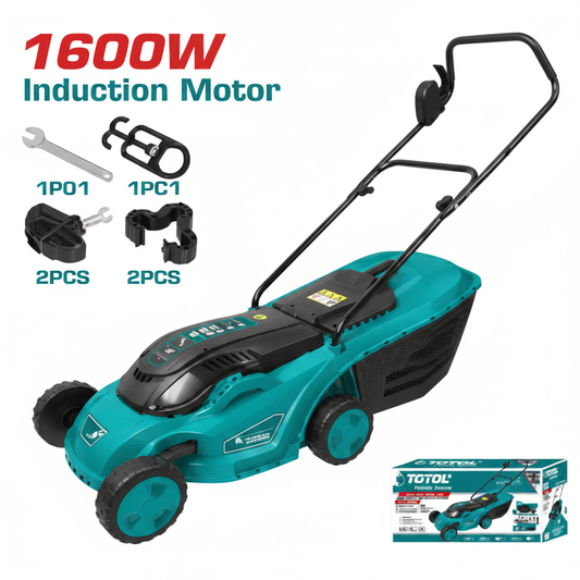 1600W Electric Induction Motor Lawn Mower in Karachi – TGT616151 | 380mm Cutting Width, 5-Height Settings, 50L Grass Box | Buy Online with Karachi-Wide Delivery