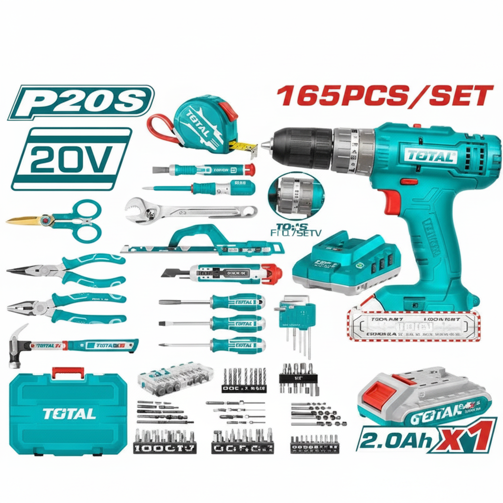 165 Pcs Tool Set THKTHP11652 with 20V Cordless Drill – Complete Home & Professional Tool Kit in Karachi