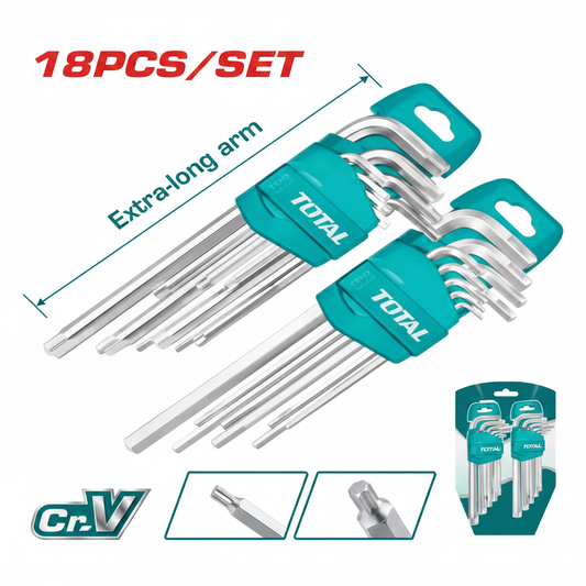 18 Pcs Hex Key & Torx Key Set THT106KT0181 – Extra Long Arm Cr-V Steel | Buy Online in Karachi
