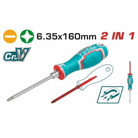 2 IN 1 CR-V Screwdriver Set THT250206 – PH2 Phillips & SL6 Slotted Dual Head, 6.35x160mm, Buy in Karachi