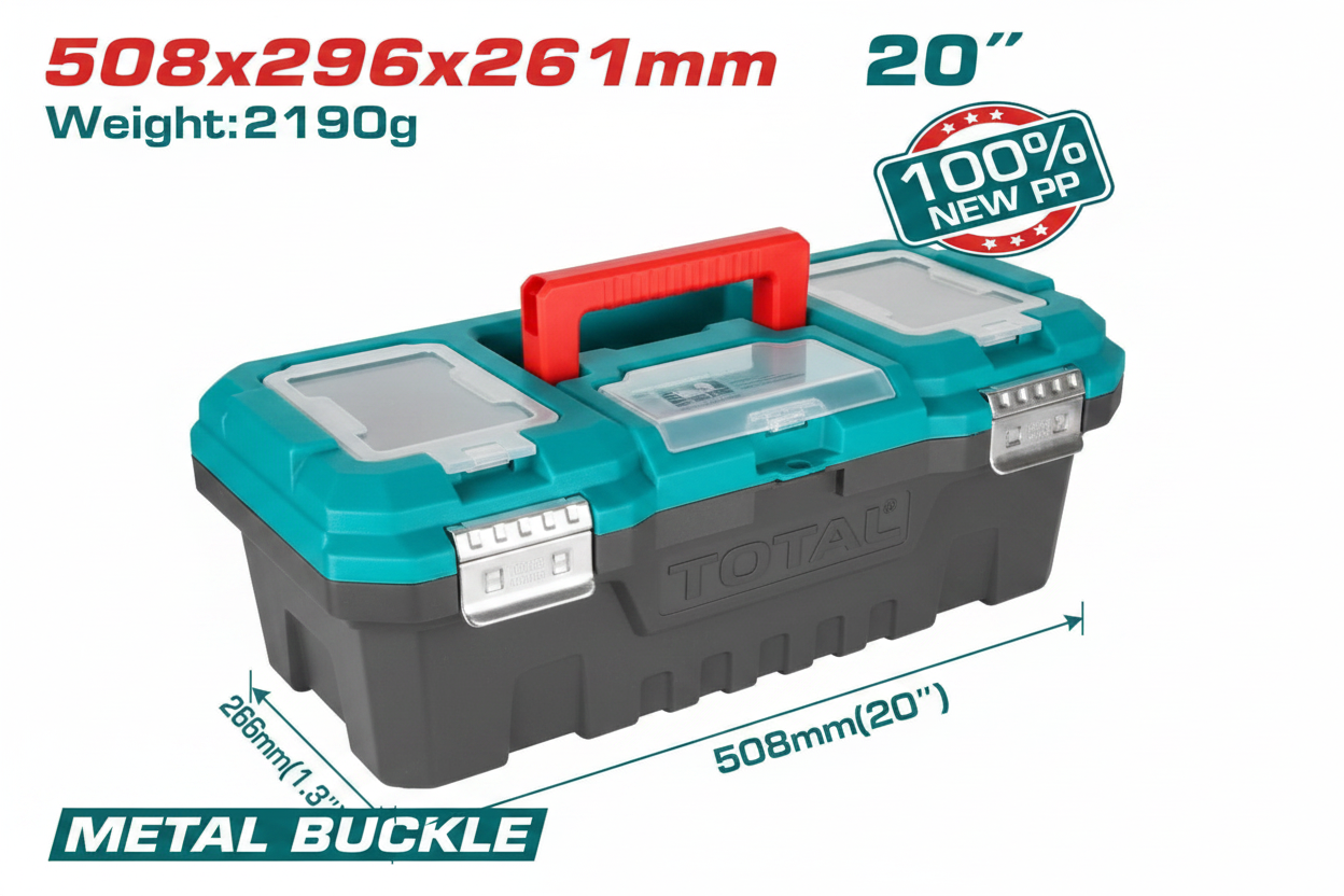 20 Inch Plastic Tool Box TPBX0202 – Heavy Duty PP Storage with Metal Buckle | Buy in Karachi