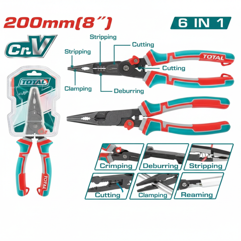 6-in-1 Multi Function Long Nose Pliers 8 Inch Cr-V Steel | THTMF286 | Best Price in Karachi Pakistan