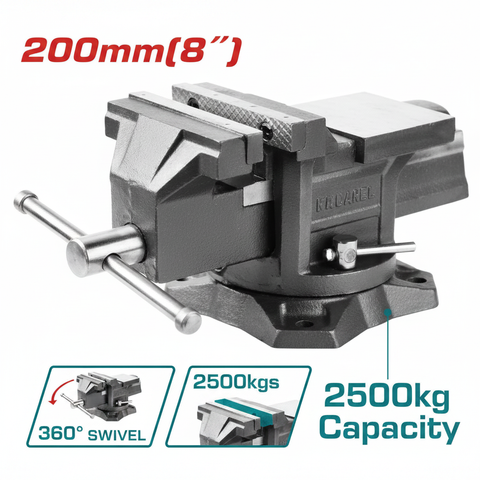 Heavy Duty 8 Inch Bench Vice THT6186 with Anvil – 2500 KG Clamping Force | Buy in Karachi