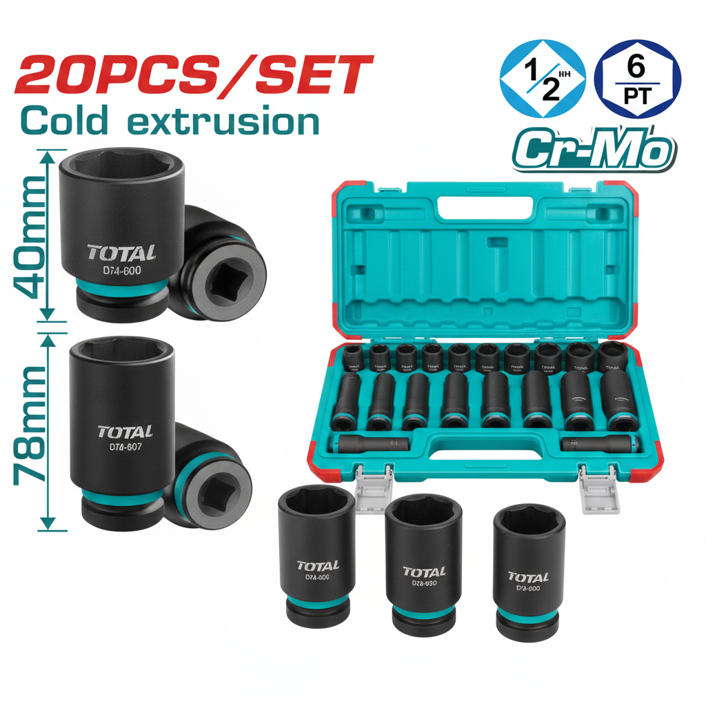 20 Pcs 1/2" Drive Impact Socket Set Cr-Mo Steel – THKISD12203L | Buy in Karachi | Offers Wala