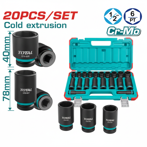 20 Pcs 1/2" Drive Impact Socket Set Cr-Mo Steel – THKISD12203L | Buy in Karachi | Offers Wala