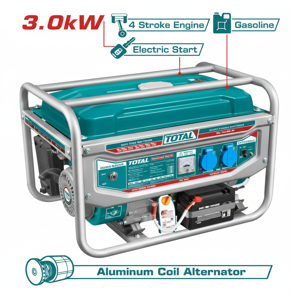 3kW portable gasoline generator TP130005-1 for power backup in Karachi – compact, reliable home and office generator available at Offers Wala