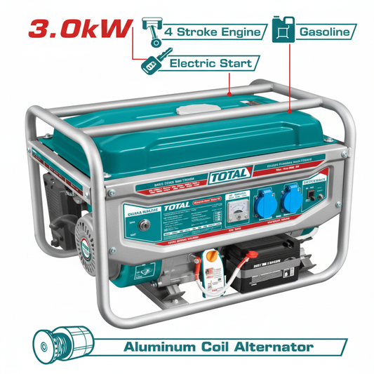 3kW portable gasoline generator TP130005-1 for power backup in Karachi – compact, reliable home and office generator available at Offers Wala