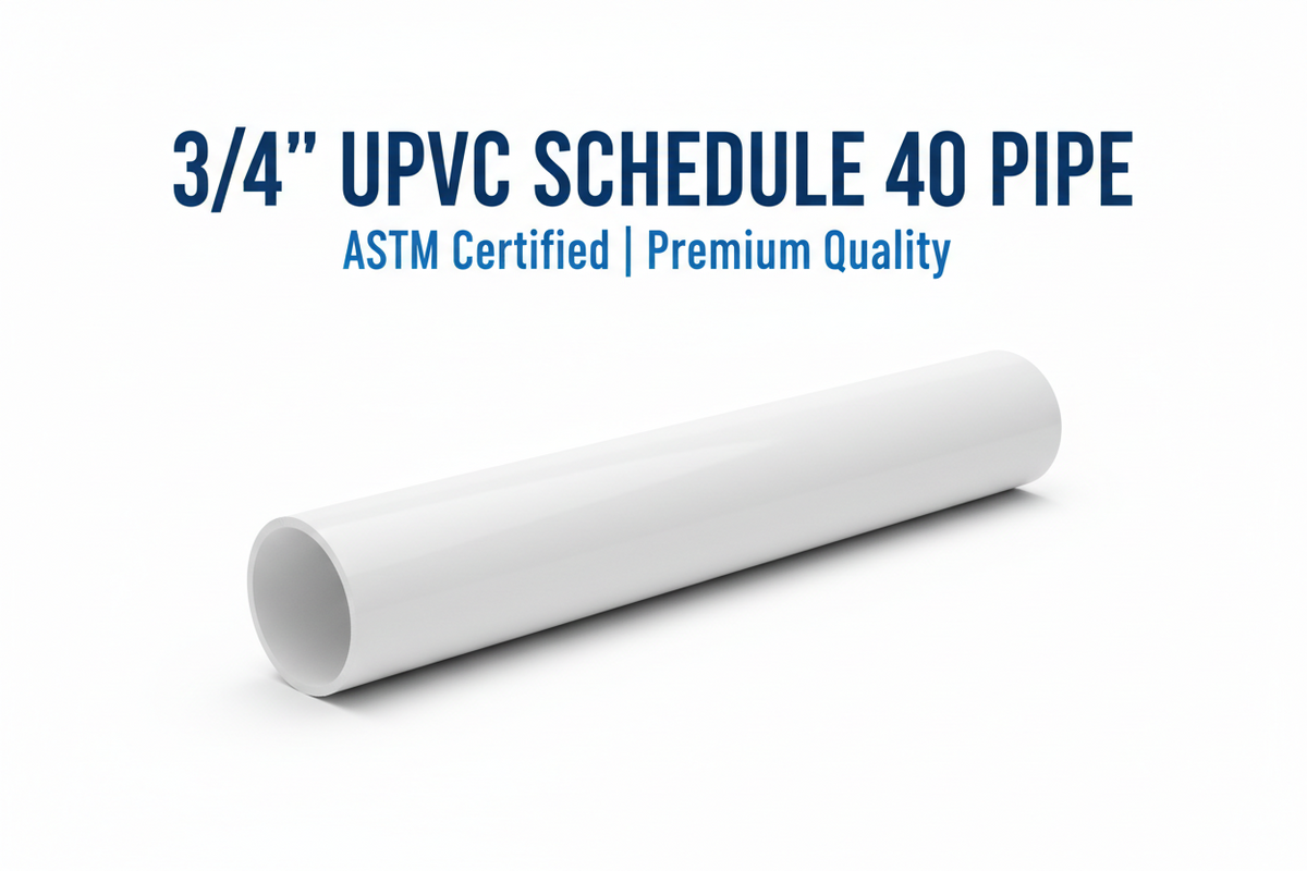 3/4" Steelex UPVC Schedule 40 Pipe - ASTM Certified | Per Foot