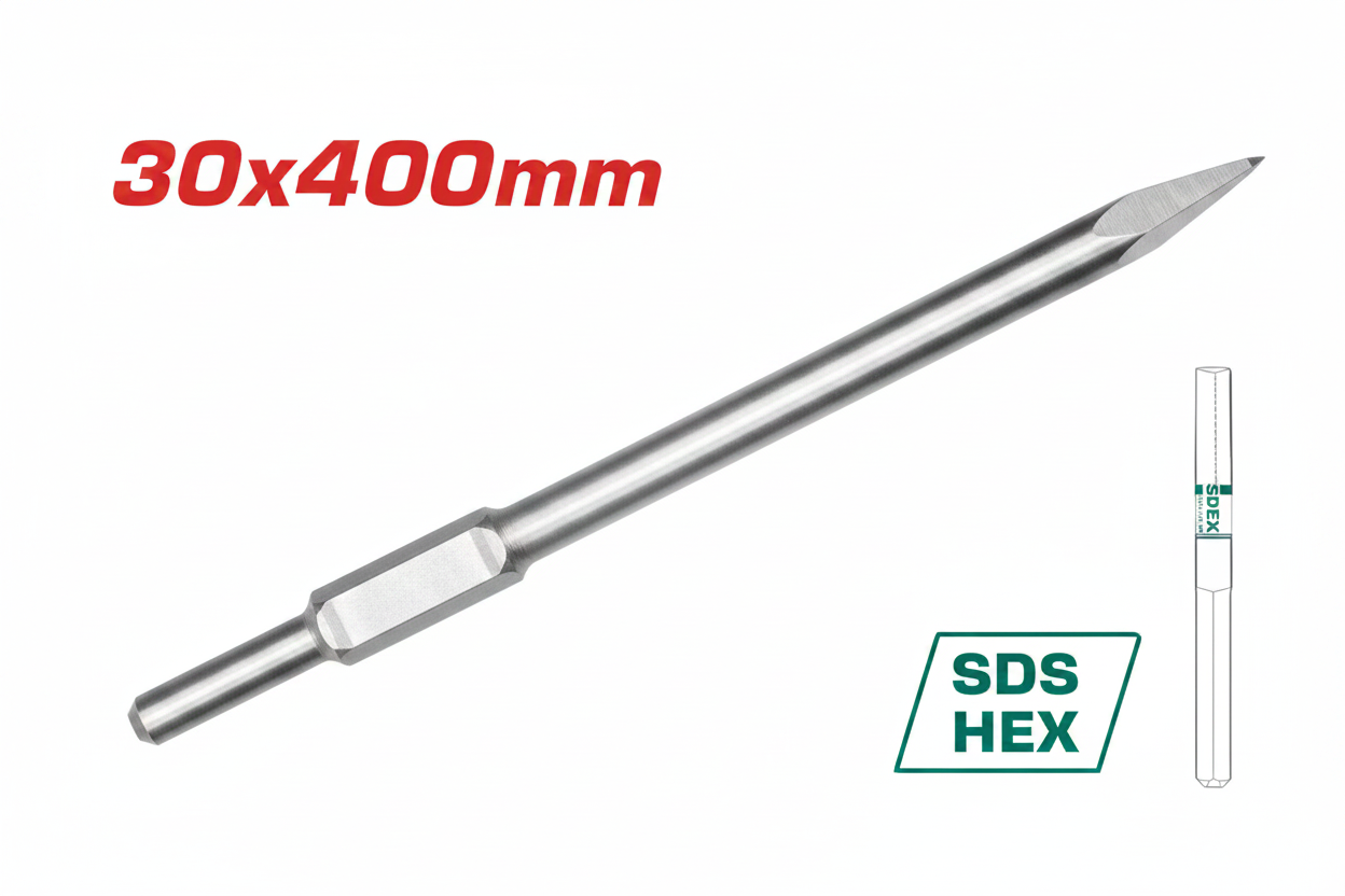 Hex Point Chisel 30x410mm SDS HEX Bit for Concrete & Masonry – Buy in Karachi
