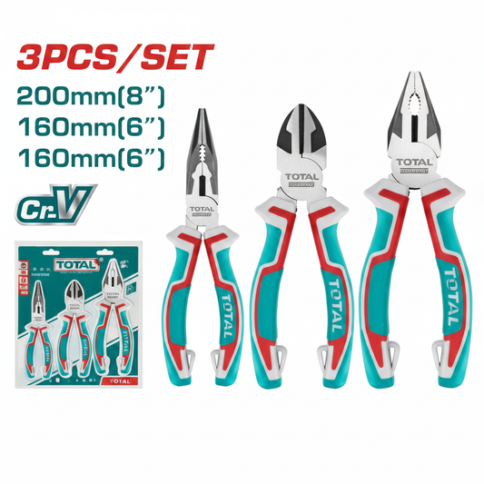 3 Pcs Chrome Vanadium Pliers Set THT2K0301 – Combination, Long Nose & Diagonal Cutting Pliers in Karachi