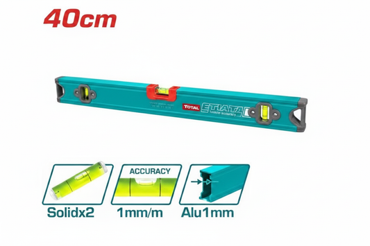 TOTAL Spirit Level TMT24036 40cm – Aluminum Body, 2 Solid Vials, 1mm/m Accuracy | Buy Construction Tools in Karachi