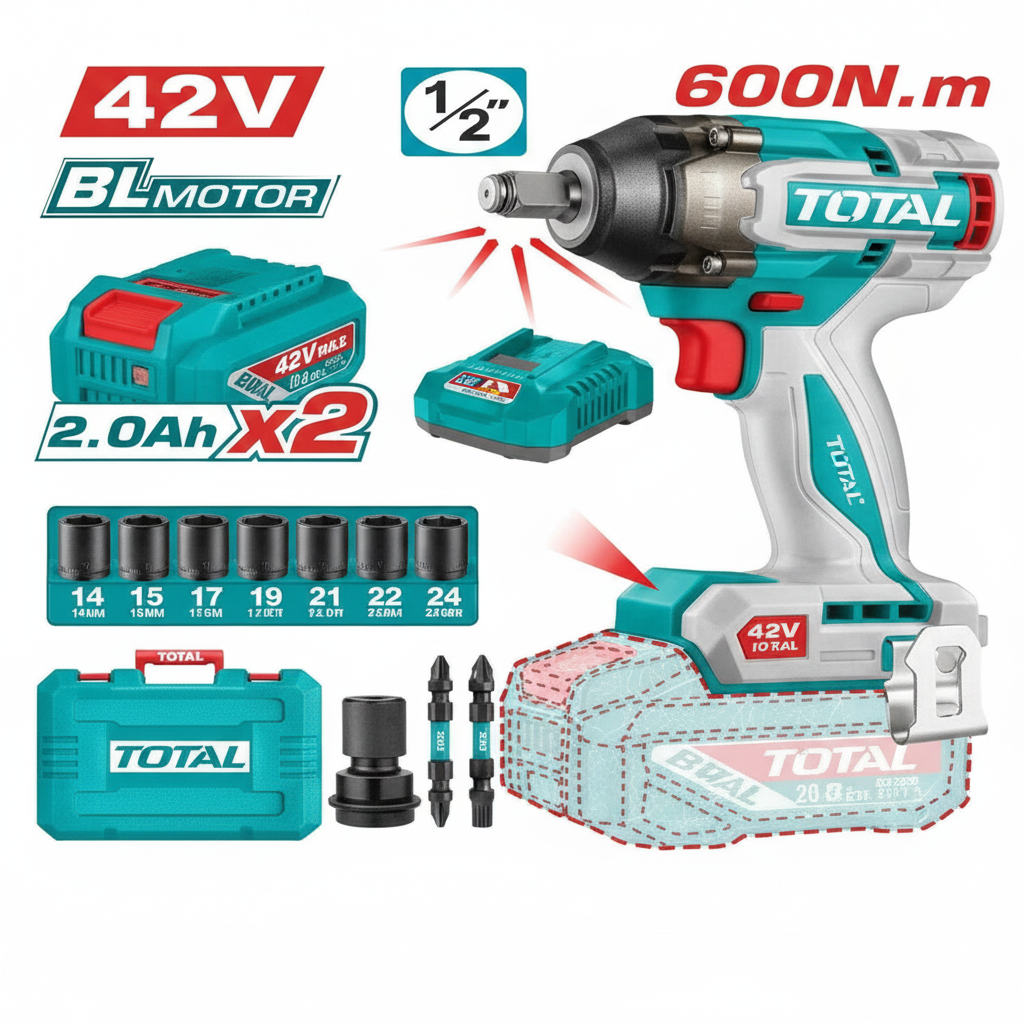 Brushless Impact Wrench 1/2 Inch 42V 750Nm – Buy Online in Karachi | Best Price in Pakistan | Offers Wala
