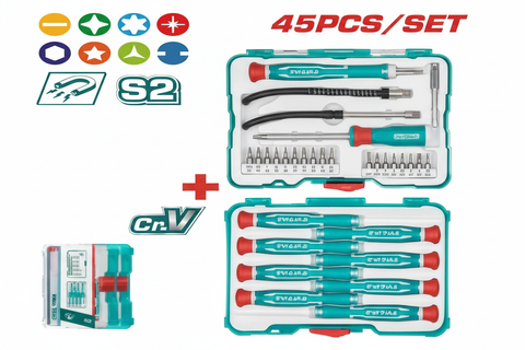 45 Pcs Precision Screwdriver & Bits Set TACSD30456 – Cr-V & S2 Steel, Buy in Karachi | Offers Wala
