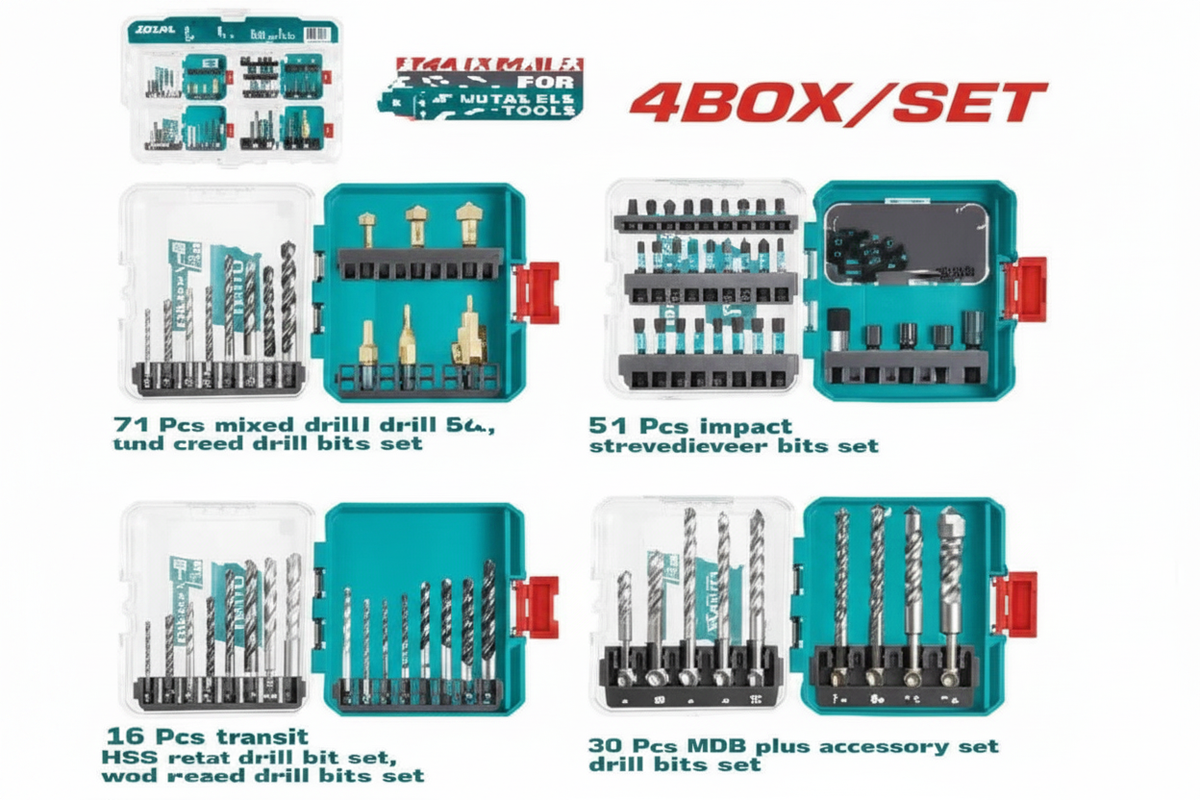 Cordless Drill & Rotary Hammer Accessories Set TOS24094 4-Piece Box – Drill Bit Set for Power Tools | Available in Karachi