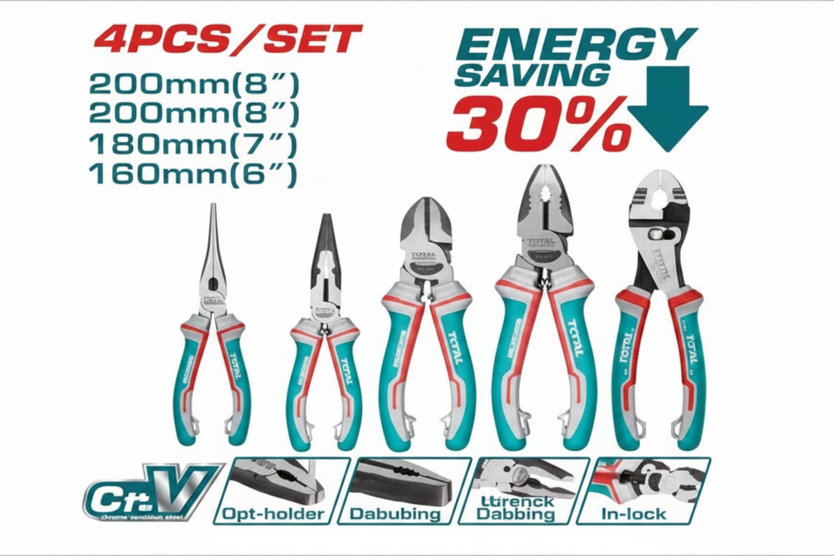 4 Pcs Professional Pliers Set – Cr-V Steel | Buy Tools Online in Karachi | Offers Wala