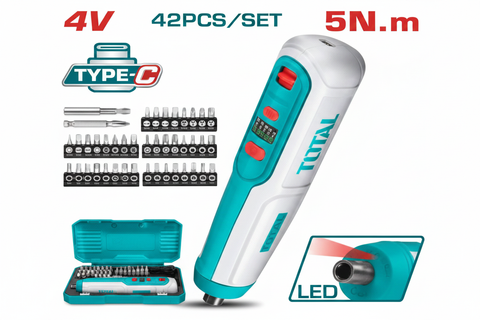 Buy 4V Cordless Screwdriver in Karachi – TSDLI0406 40-Bit Rechargeable Power Tool | Offers Wala