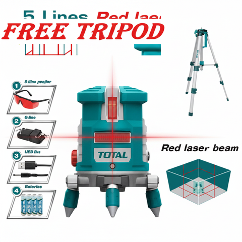 TLL306505 Self-Leveling Red Line Laser Level with Tripod – 1H4V Laser Lines – Buy in Karachi