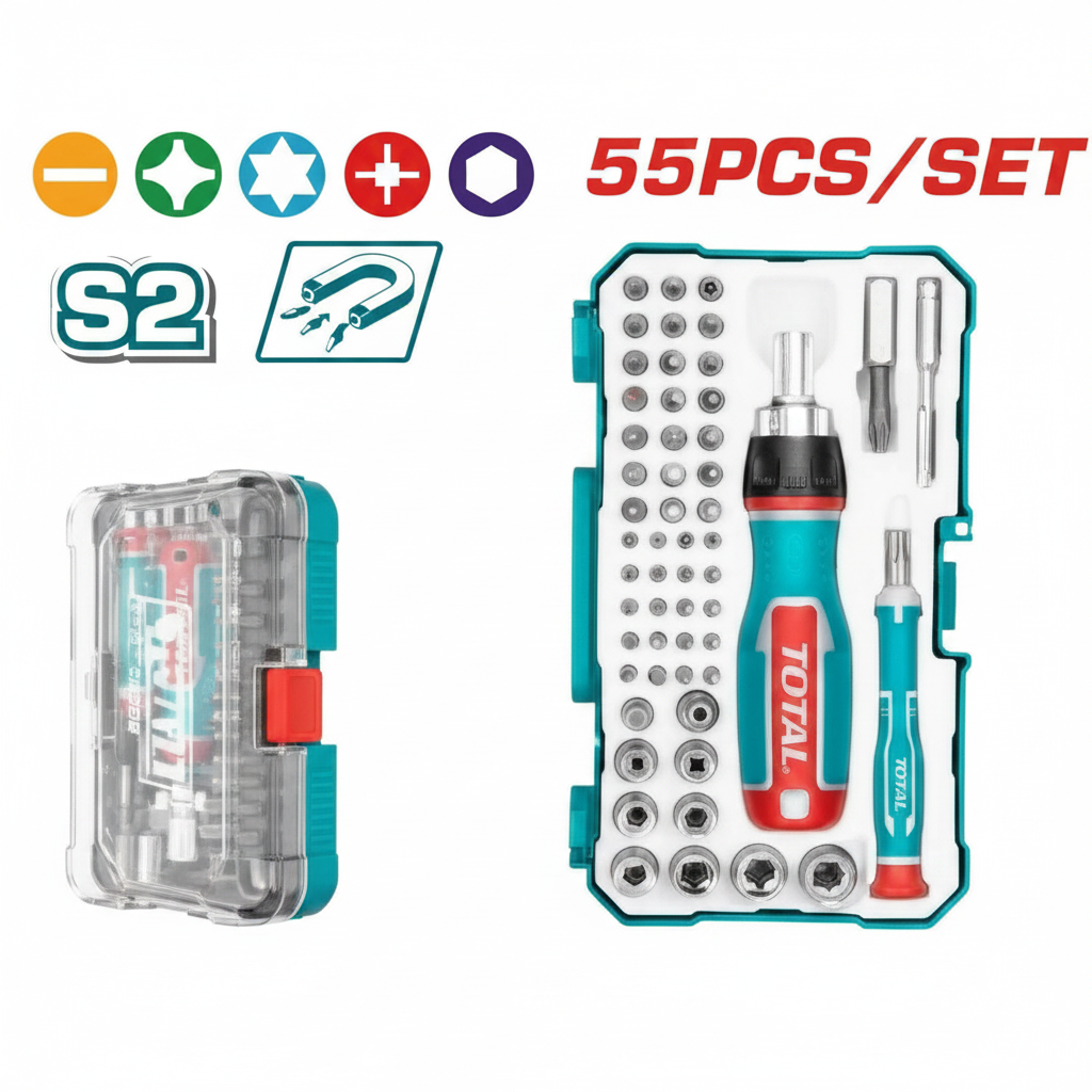 55Pcs Professional Screwdriver Bits Set TACSD30556 – Standard, Precision & Torx Bits Kit available in Karachi