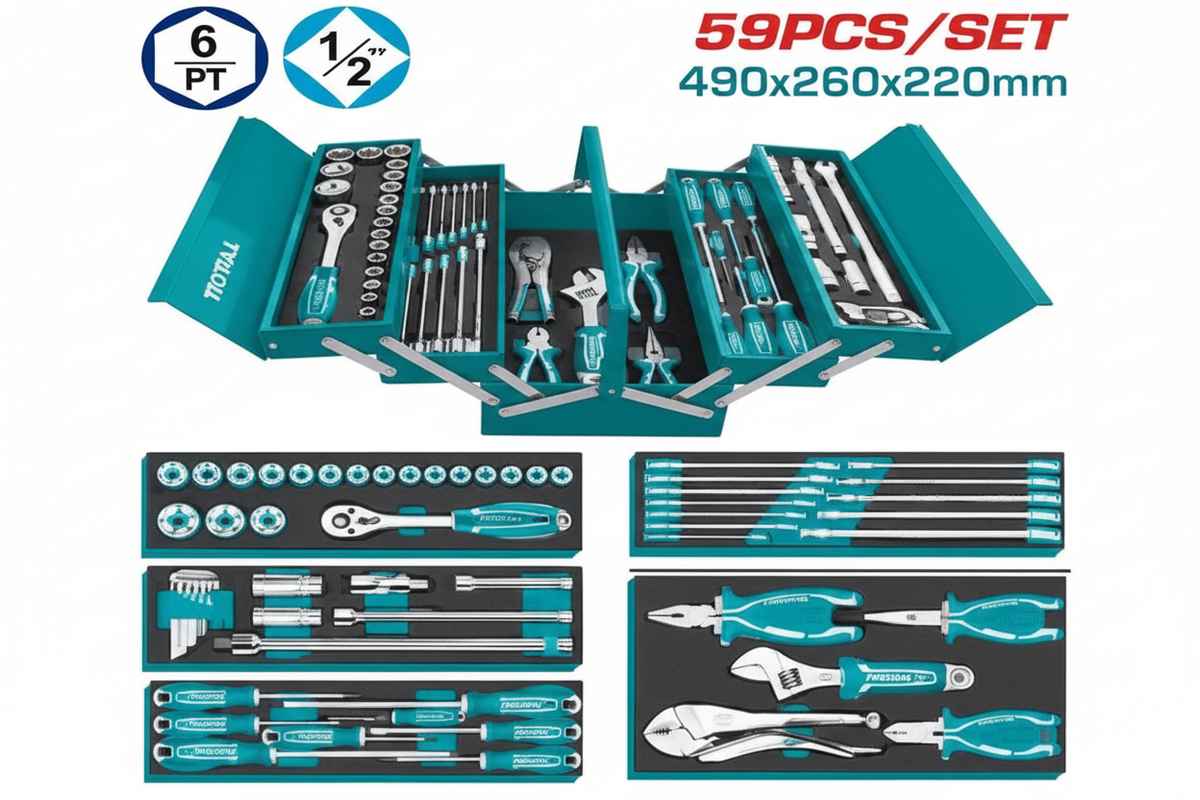 59 Pcs Professional Tool Chest Set Karachi – Spanners, Screwdrivers & Socket Set | Offers Wala