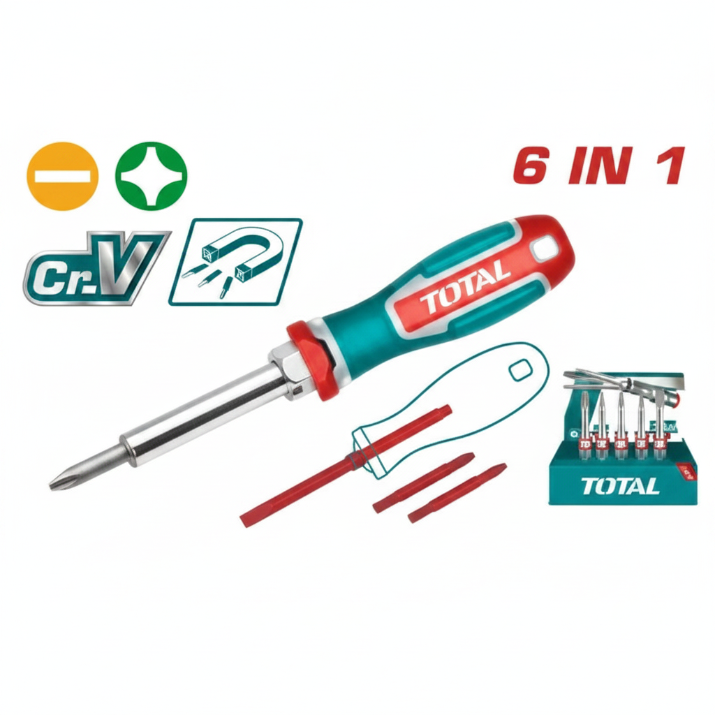 6-in-1 CR-V Screwdriver Set with Phillips Slotted Bits and Sockets – Buy in Karachi | Offers Wala