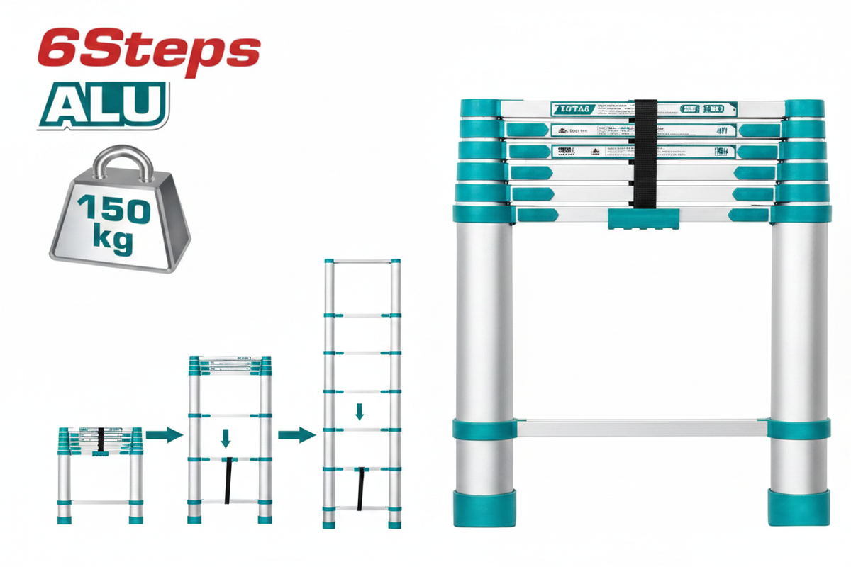 6 Step Aluminium Telescopic Ladder 150kg Load Capacity – Buy in Karachi | Offers Wala
