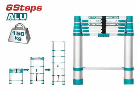 6 Step Aluminium Telescopic Ladder 150kg Load Capacity – Buy in Karachi | Offers Wala