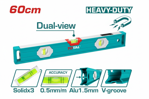 TOTAL TMT26056 60cm Heavy-Duty Magnetic Spirit Level – Dual-View Vials, 0.5mm/m Accuracy, Aluminium Body – Buy in Karachi