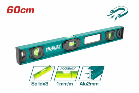 TOTALL Spirit Level TMT26026 60cm Aluminum Magnetic 3 Vials 1mm/m Accuracy – Buy in Karachi | Offers Wala