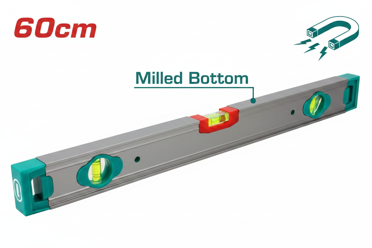 TMT26028M 60cm Magnetic Spirit Level with 3 Powerful Magnets – Hardware Tool in Karachi