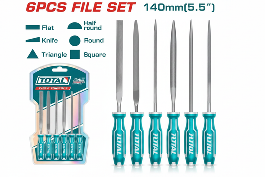 6 Piece Precision File Set THT91462 – Flat, Round, Half Round, Square, Triangle & Knife Files for Metalwork & Woodwork – Available in Karachi