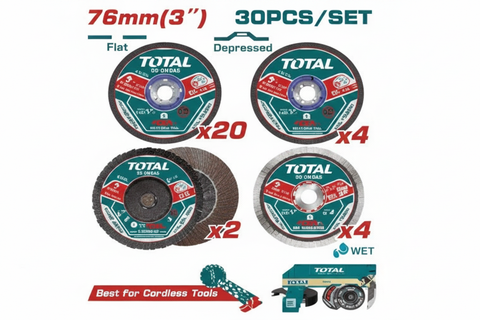 30Pcs Cutting & Grinding Disc Set TAC97630 – Multi-Purpose Abrasive Kit for Angle Grinder | Available in Karachi