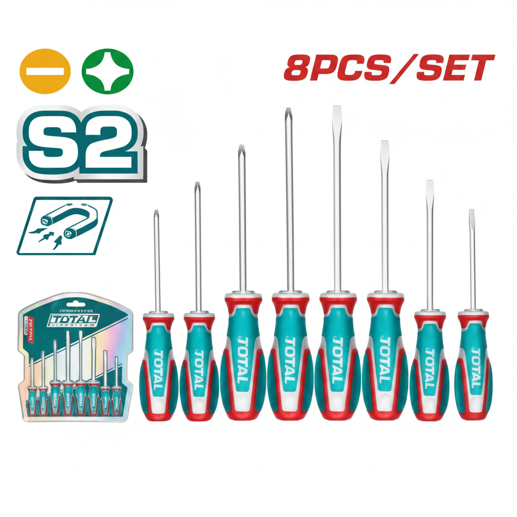 8 Pcs S2 Steel Screwdriver Set TKSDS0846 – Flathead & Phillips | Buy in Karachi